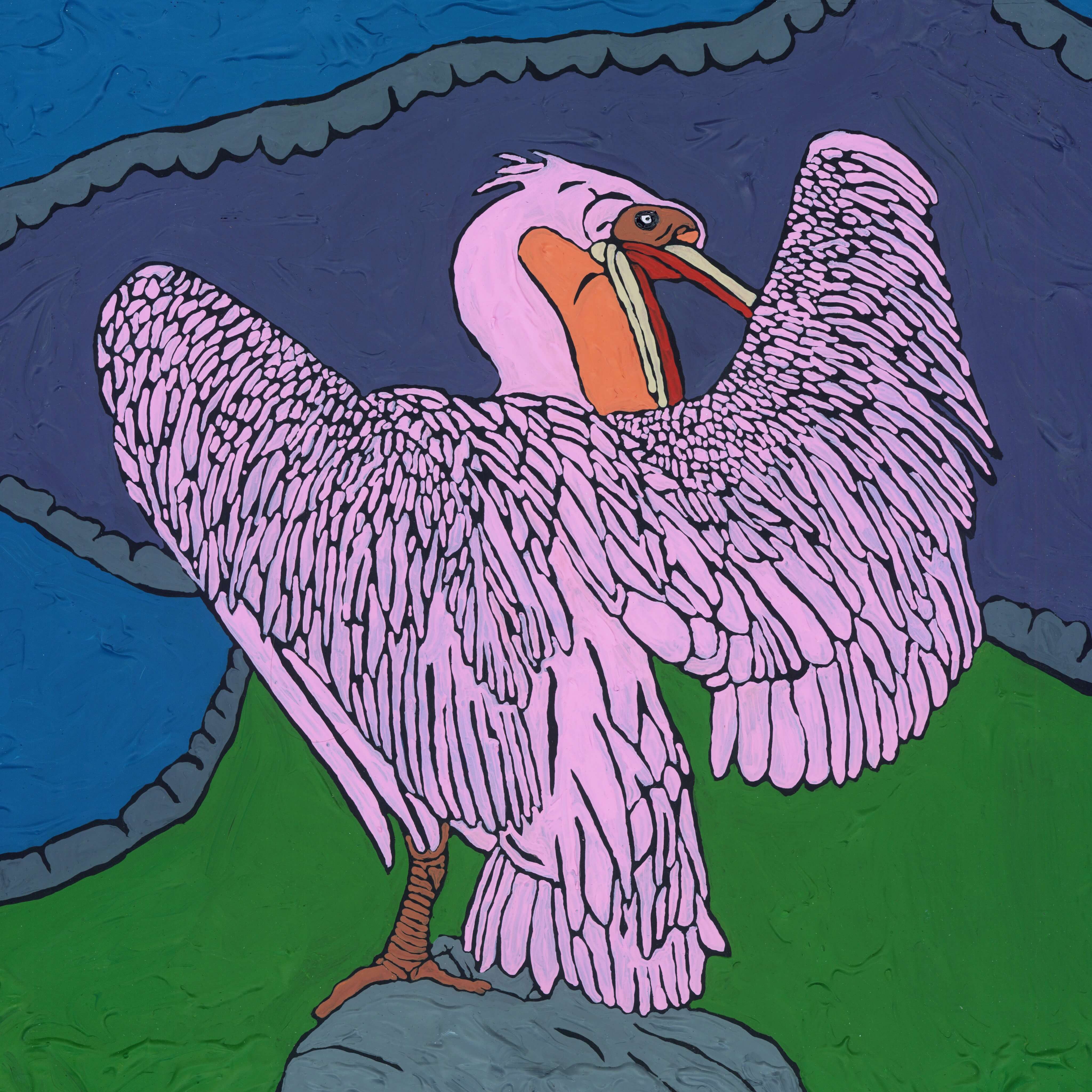 painting of a pink bird